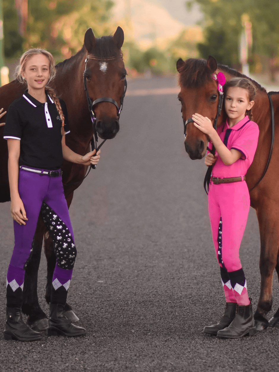 Children in Pink and Black Earlwood Polo Shirts