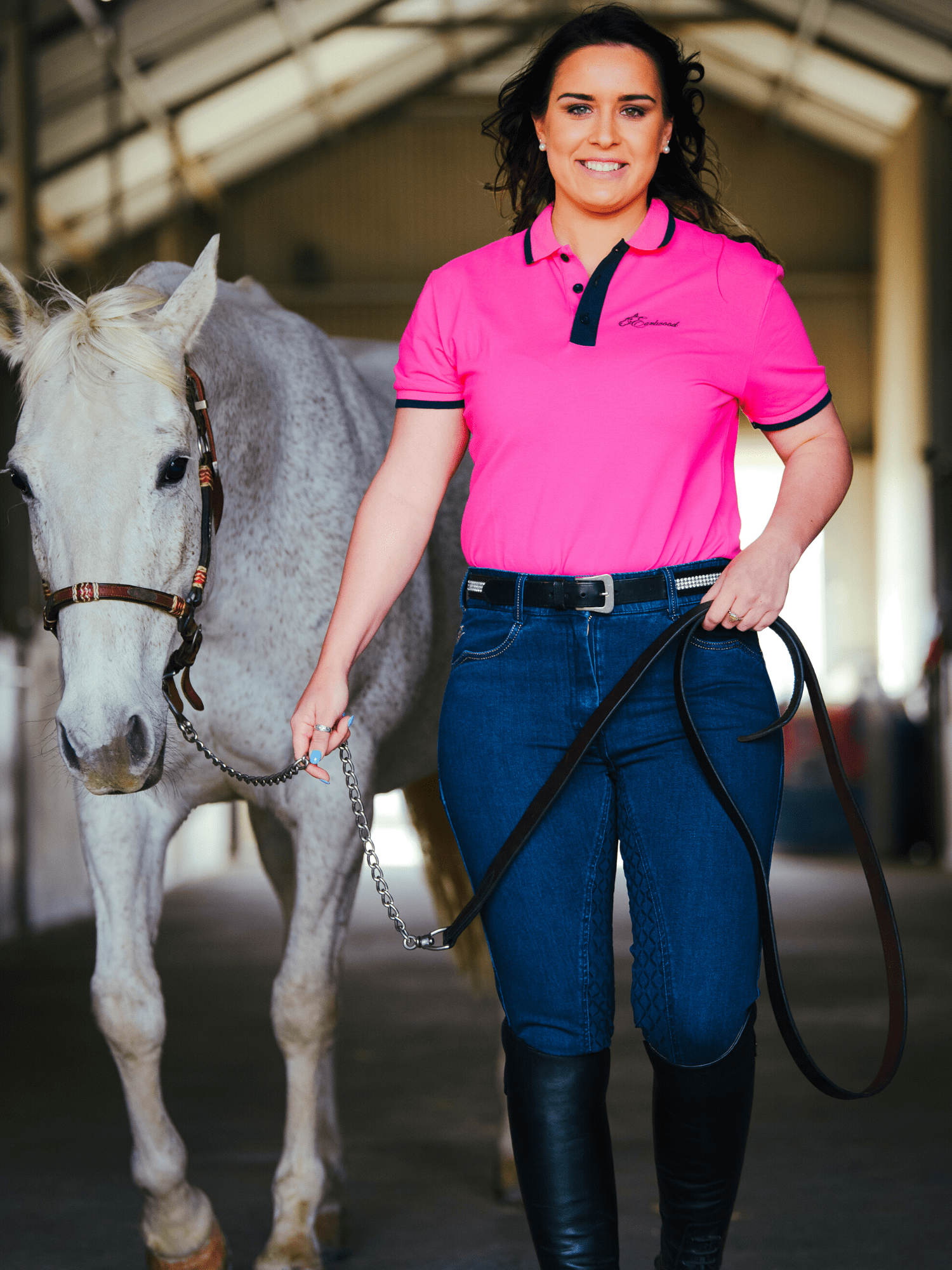 Earlwood Polo Shirt Ladies Pink or Black Earlwood Equine