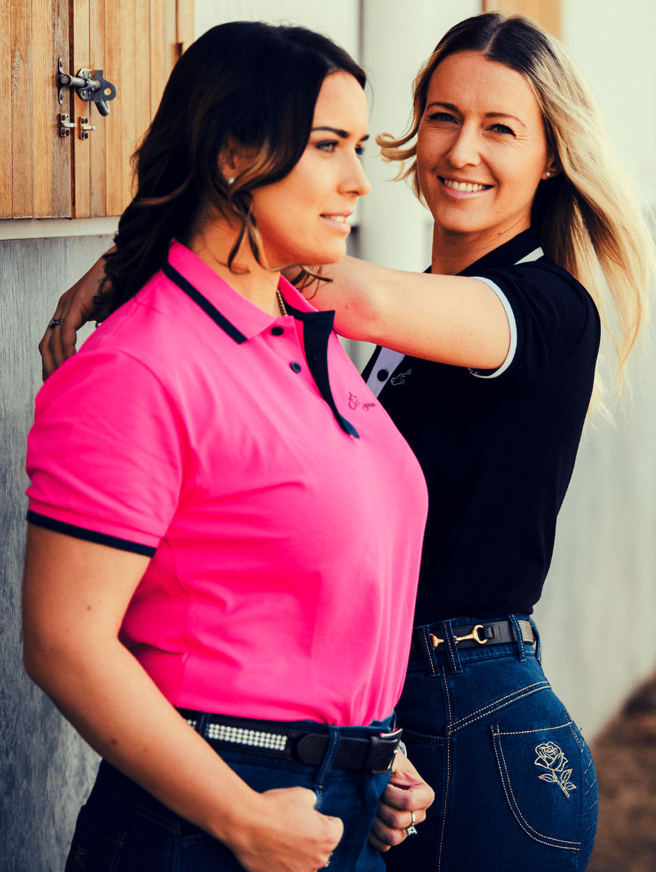 Ladies in Earlwood Polo Shirt Pink and Black