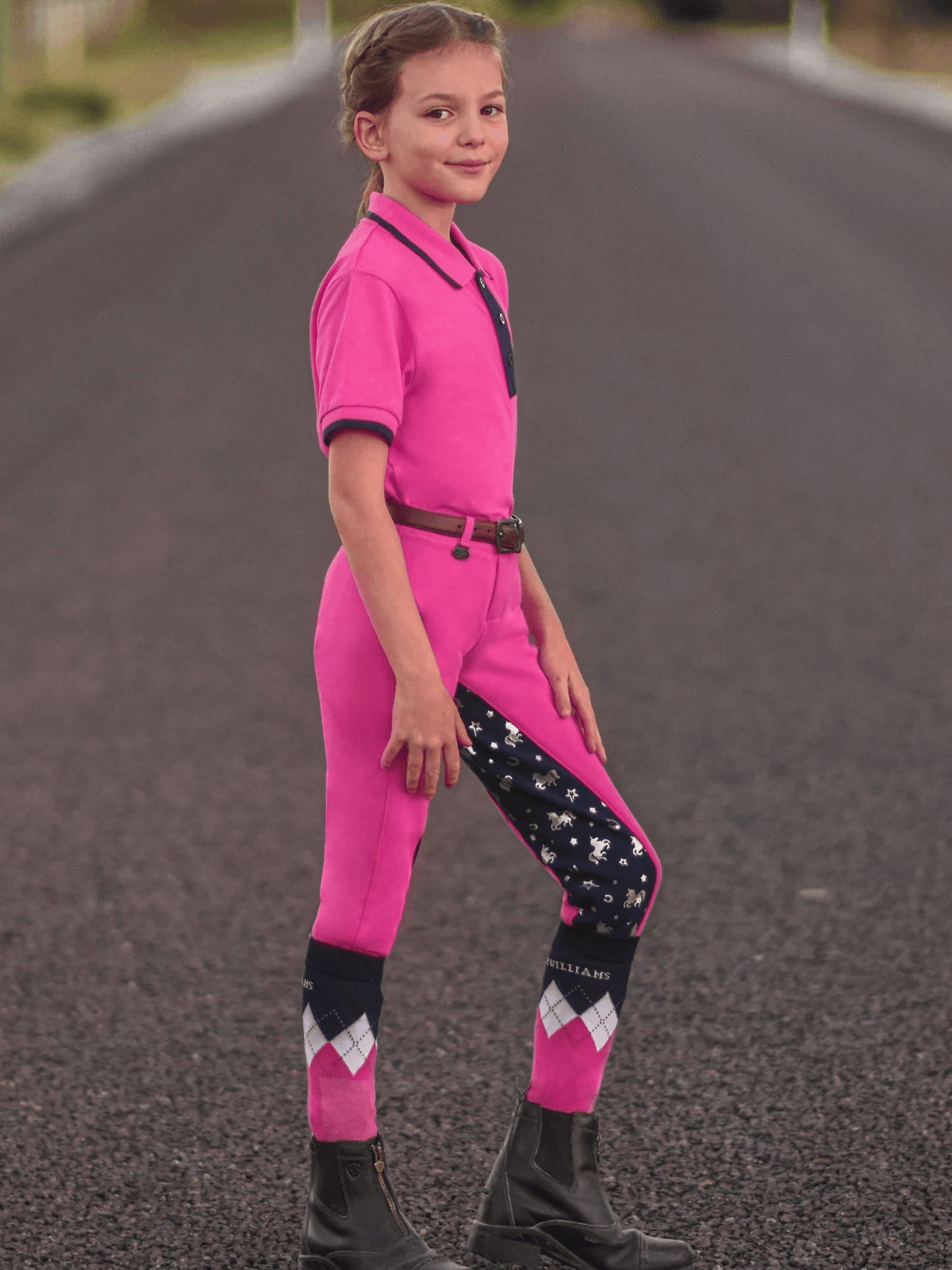 Children in Pink and Black Earlwood Polo Shirts