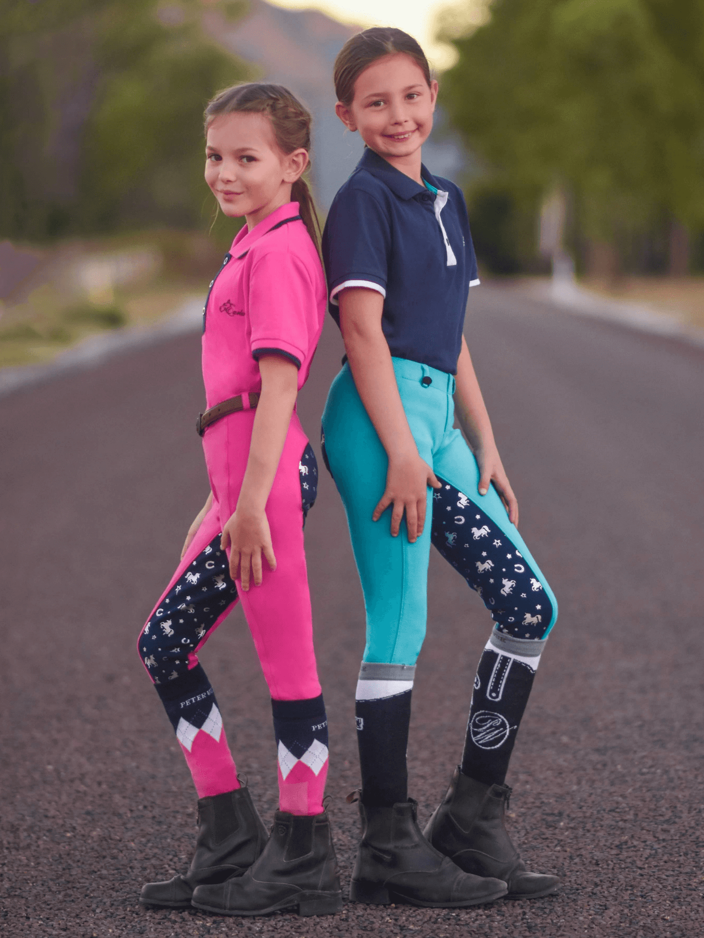 Children in Pink and Black Earlwood Polo Shirts